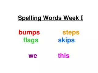 Spelling Words Week I