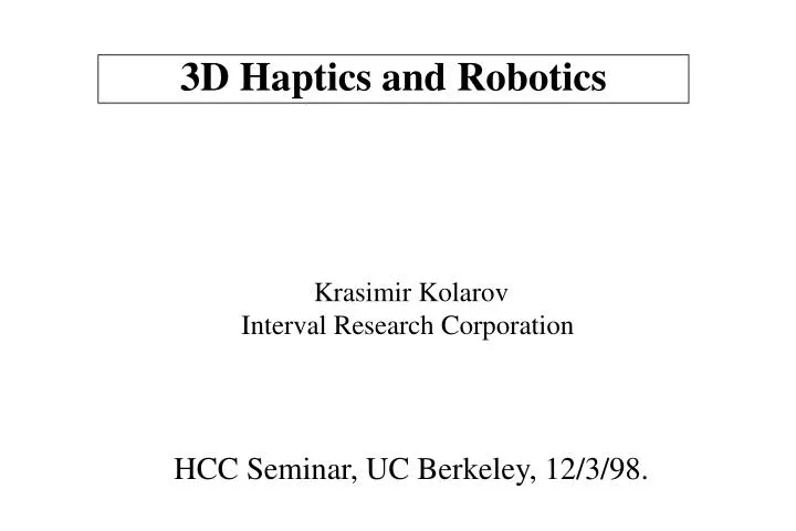 3d haptics and robotics