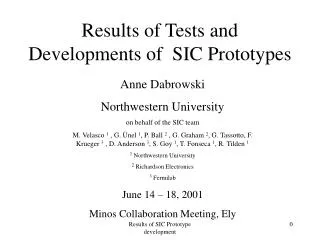 Results of Tests and Developments of SIC Prototypes