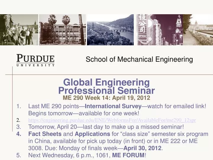 global engineering professional seminar me 290 week 14 april 19 2012