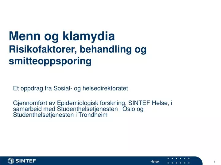 menn og klamydia risikofaktorer behandling og smitteoppsporing