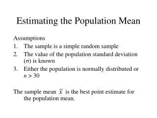 Estimating the Population Mean