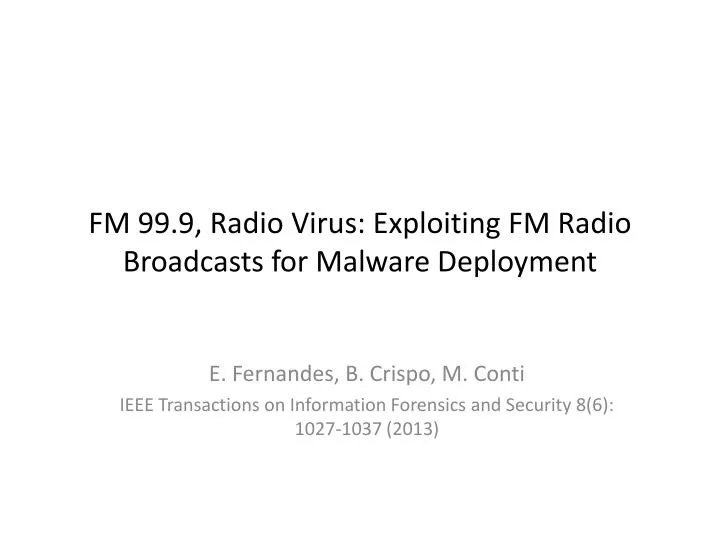 fm 99 9 radio virus exploiting fm radio broadcasts for malware deployment