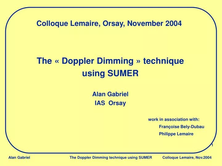 colloque lemaire orsay november 2004