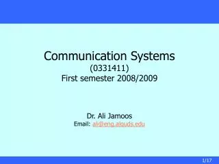 Communication Systems (0331411) First semester 2008/2009