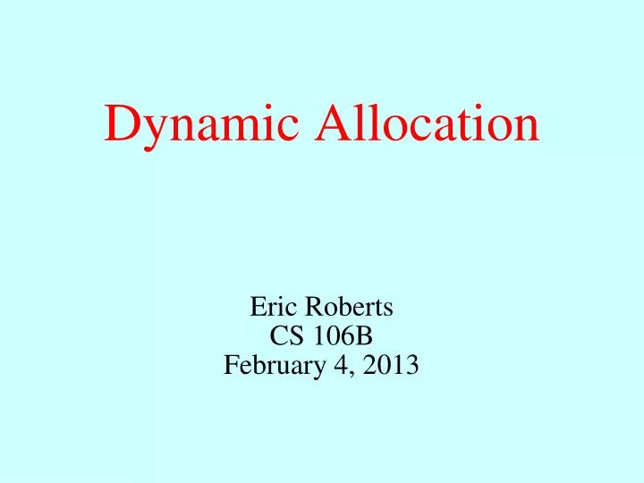 dynamic allocation