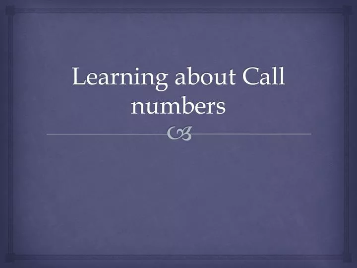 learning about call numbers