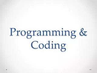 Programming &amp; Coding