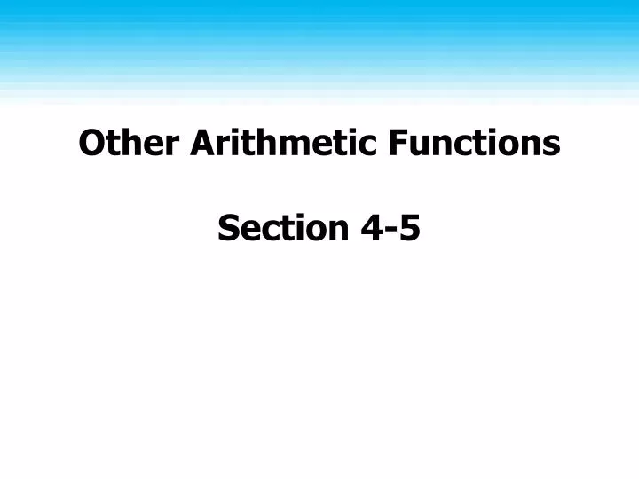 other arithmetic functions section 4 5