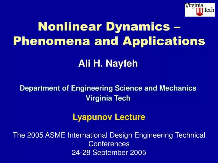 nonlinear dynamics phenomena and applications