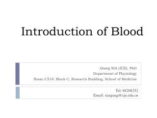 Introduction of Blood