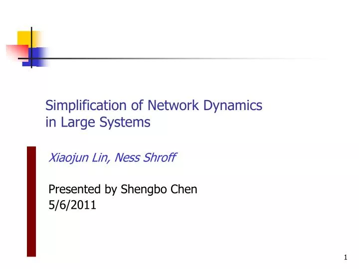 simplification of network dynamics in large systems