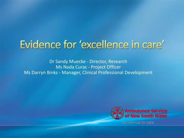 evidence for excellence in care