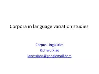 Corpora in language variation studies