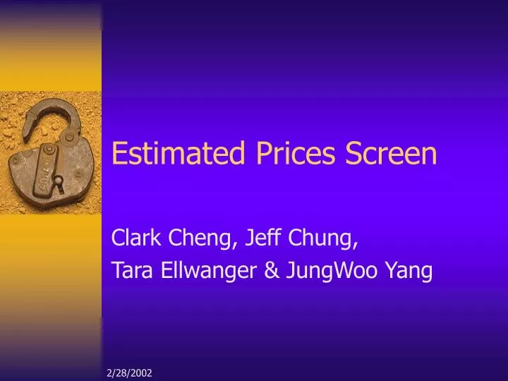 estimated prices screen