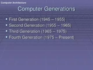 Computer Generations