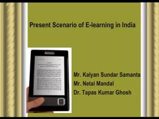 Present Scenario of E-learning in India