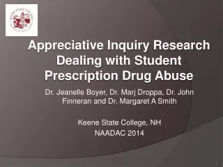 Appreciative Inquiry Research Dealing with Student Prescription Drug Abuse