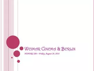 Weimar Cinema &amp; Berlin