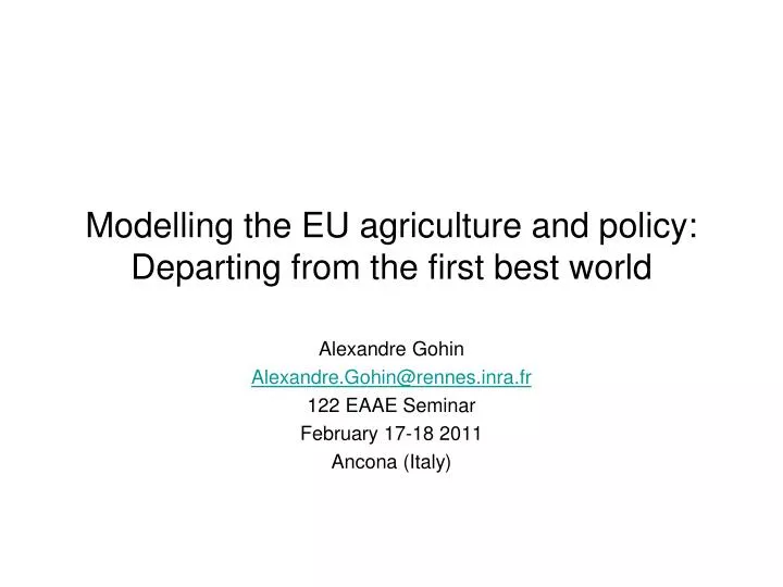 modelling the eu agriculture and policy departing from the first best world