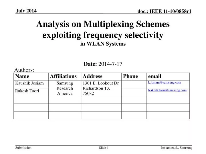 analysis on multiplexing schemes exploiting frequency selectivity in wlan systems
