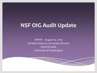 NSF OIG Audit Update