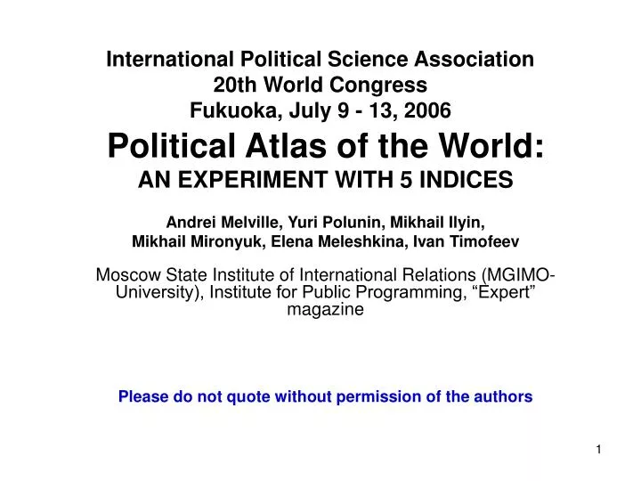 international political science association 20th world congress fukuoka july 9 13 2006