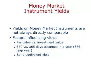 Money Market Instrument Yields