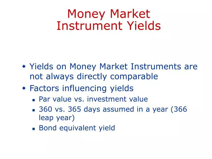 money market instrument yields