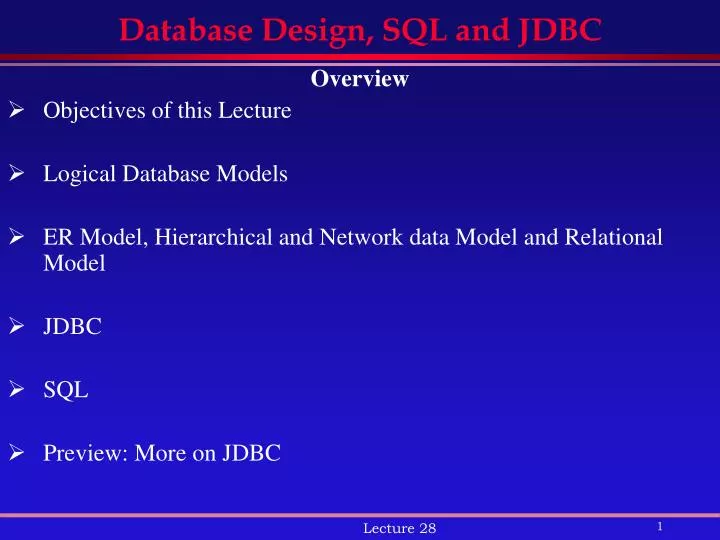 database design sql and jdbc