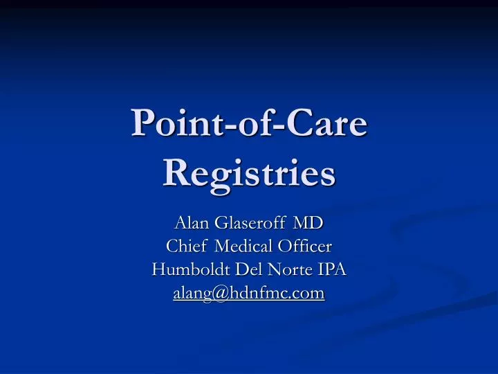 point of care registries