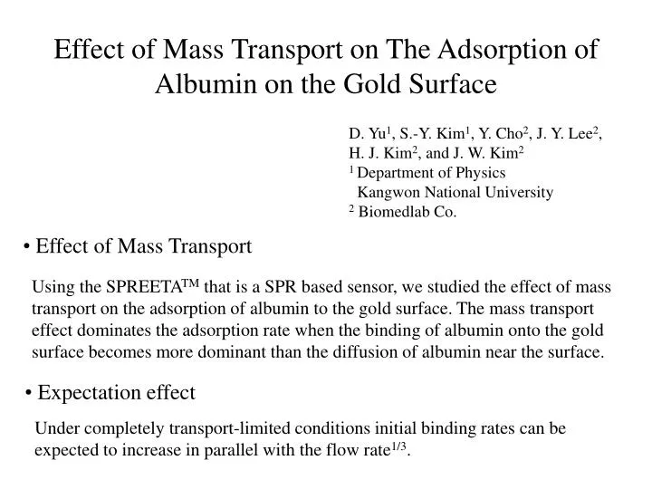 effect of mass transport on the adsorption of albumin on the gold surface