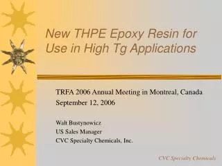 New THPE Epoxy Resin for Use in High Tg Applications