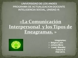 UNIVERSIDAD DE LOS ANDES PROGRAMA DE ACTUALIZACION DOCENTE INTELIGENCIA SOCIAL, UNIDAD III.