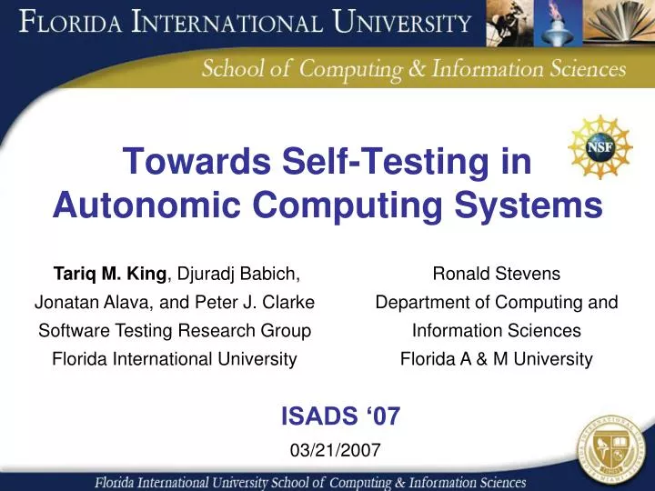 towards self testing in autonomic computing systems