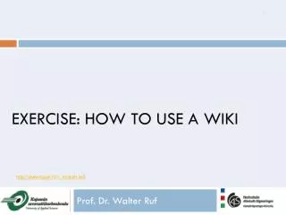 Exercise: How to use a Wiki
