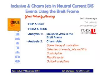 Inclusive &amp; Charm Jets in Neutral Current DIS Events Using the Breit Frame