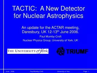 TACTIC: A New Detector for Nuclear Astrophysics