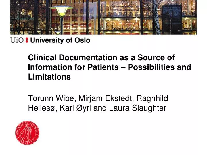 clinical documentation as a source of information for patients possibilities and limitations
