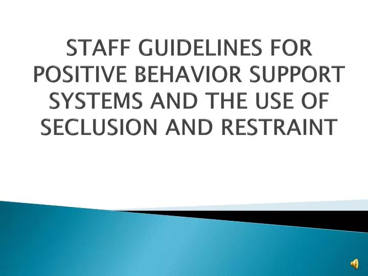 staff guidelines for positive behavior support systems and the use of seclusion and restraint