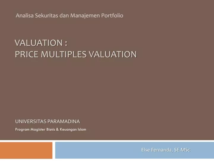 valuation price multiples valuation