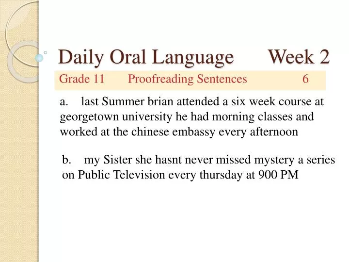 daily oral language week 2