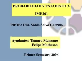 PROBABILIDAD Y ESTADISTICA IME261