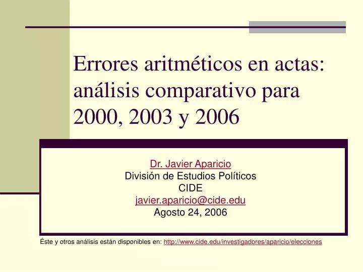 errores aritm ticos en actas an lisis comparativo para 2000 2003 y 2006