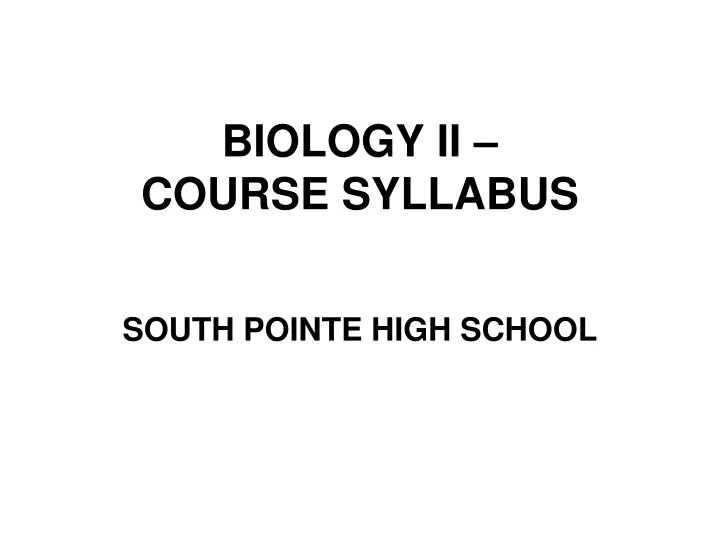 biology ii course syllabus
