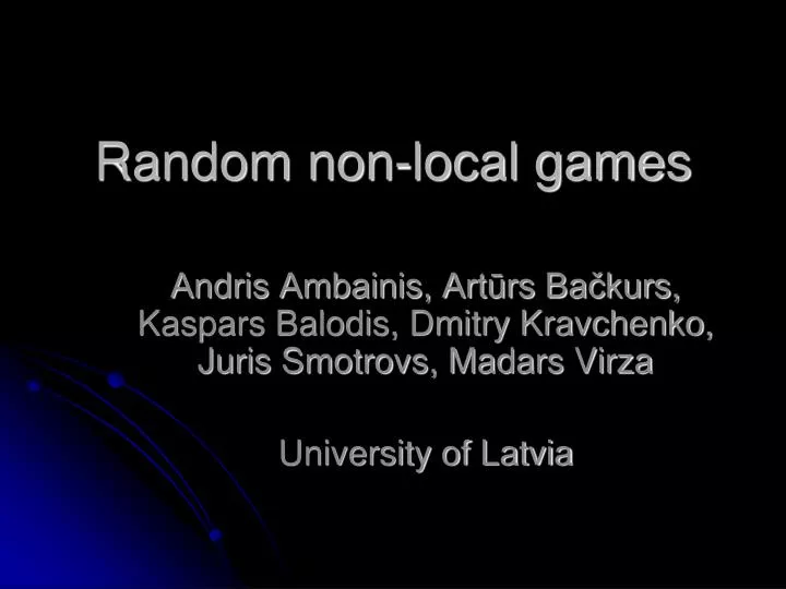 random non local games