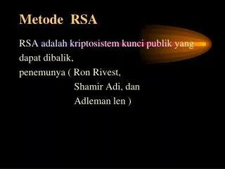 Metode RSA