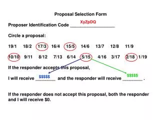 Proposal Selection Form Proposer Identification Code __________________ Circle a proposal: