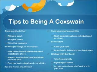 Tips to Being A Coxswain
