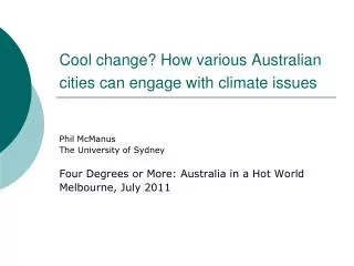 Cool change? How various Australian cities can engage with climate issues